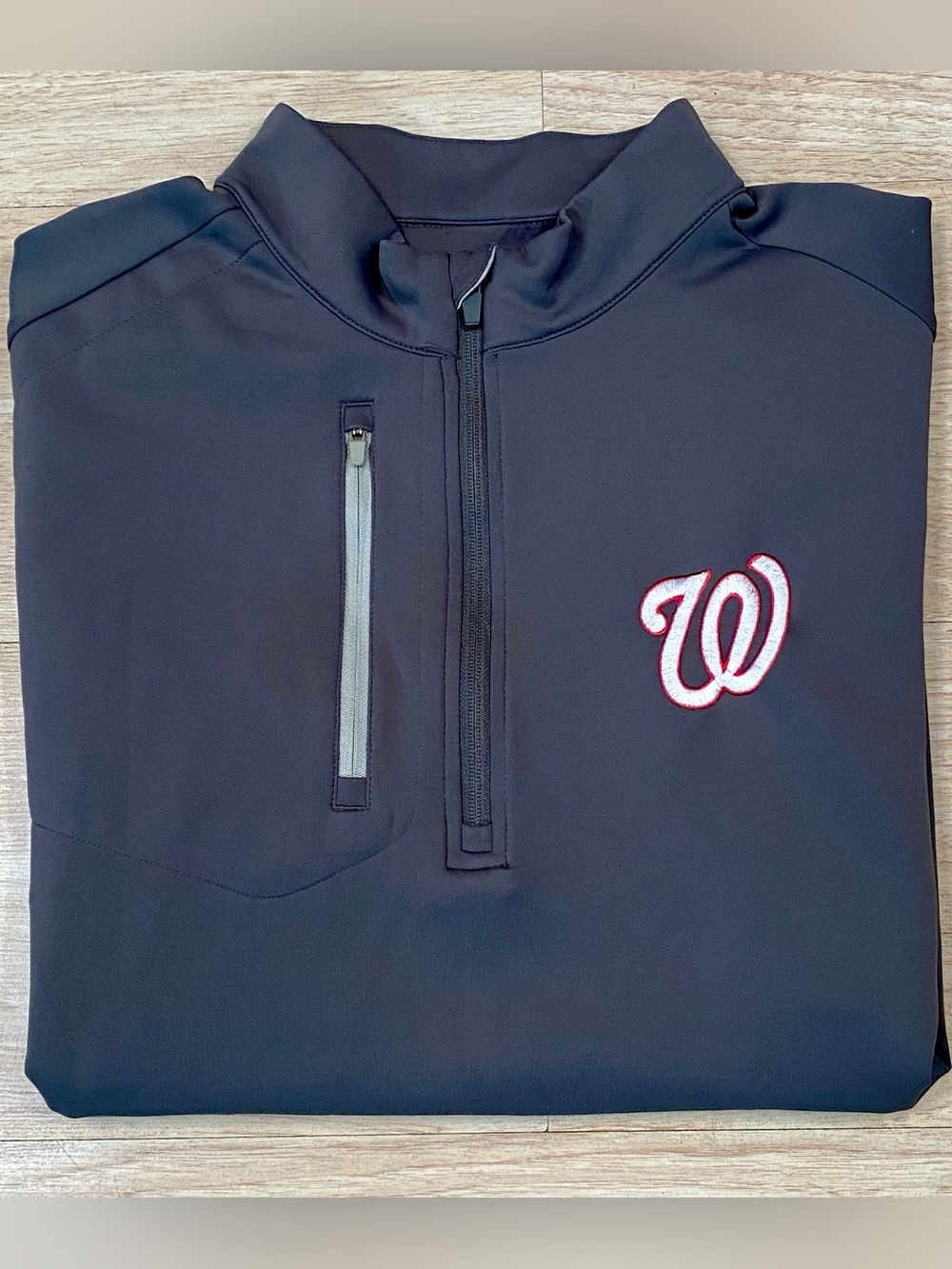 Antigua Washington Nationals Pullover Mens 3XLT (TALL) Grey 1/4 Zip Shirt Jacket